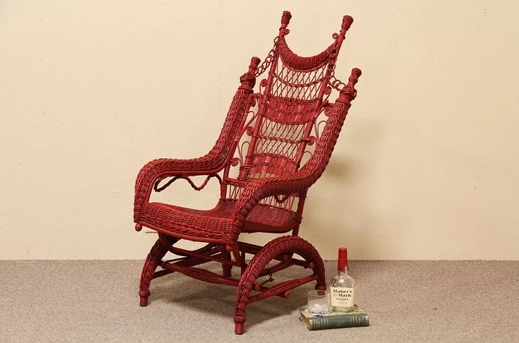 Victorian Antique Wicker 1895 Platform Rocker