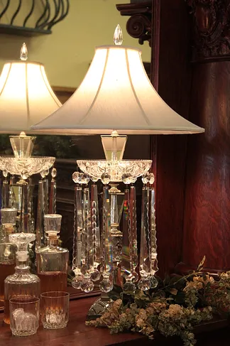 Art Deco or Midcentury Modern Cut Crystal Lamp (1)