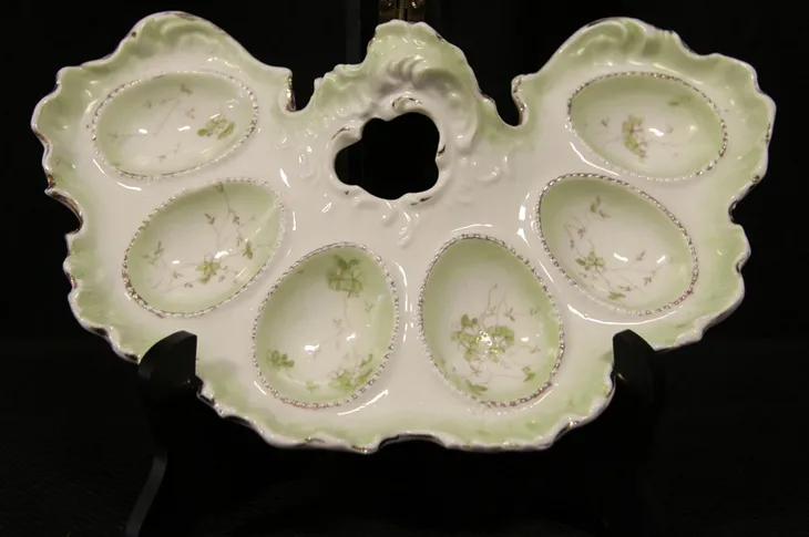 Deviled Egg Plate, 1890 European Antique Porcelain Server