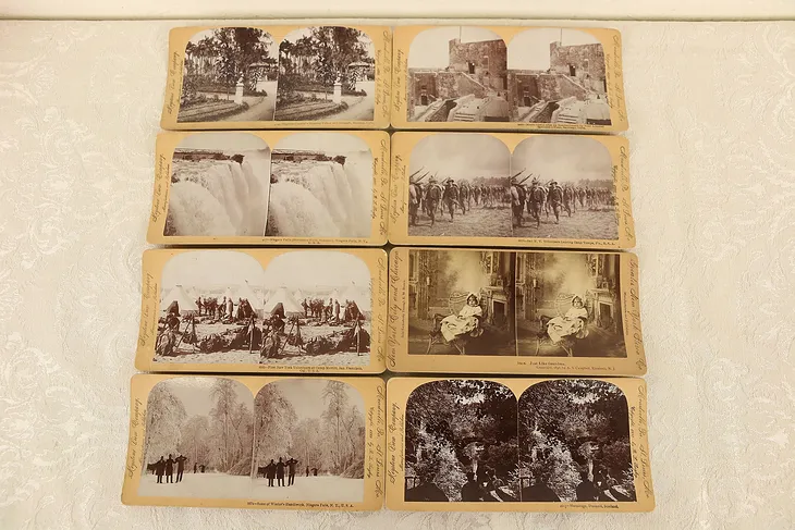 Set of 16 Keystone Stereo View Cards, Havana etc.