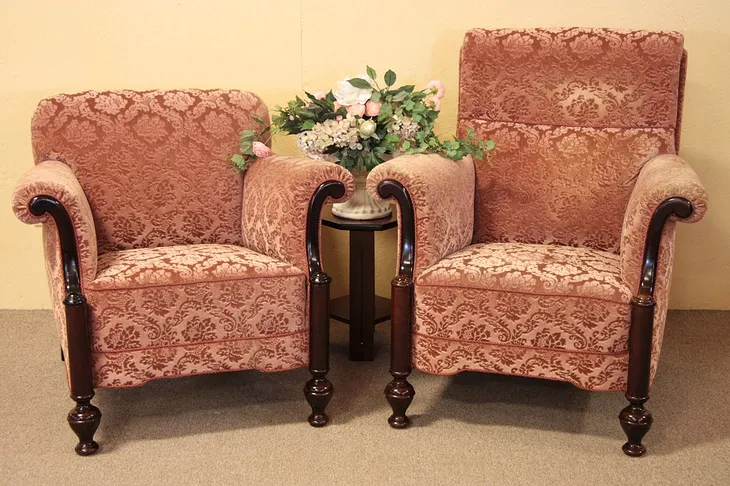 Art Deco Pair of Armchairs, Original Cut Velvet