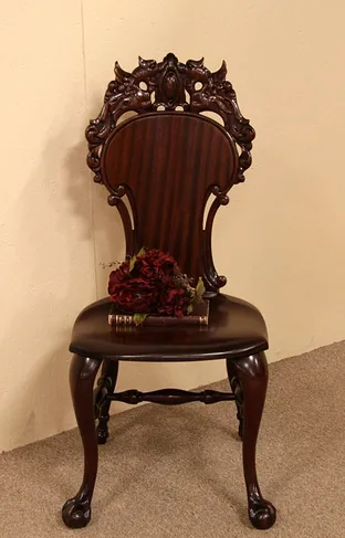 Carved Victorian Gargoyle or Dragon Chair