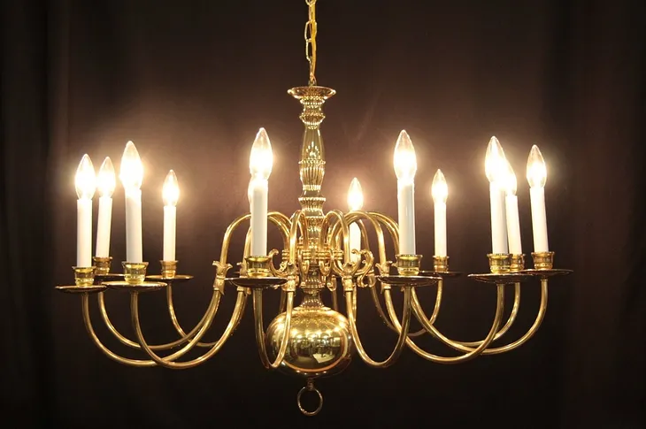 Brass Traditional 12 Candle Chandelier