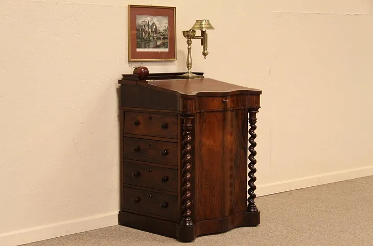 Victorian Rosewood Ship Captain's Davenport Desk (1)