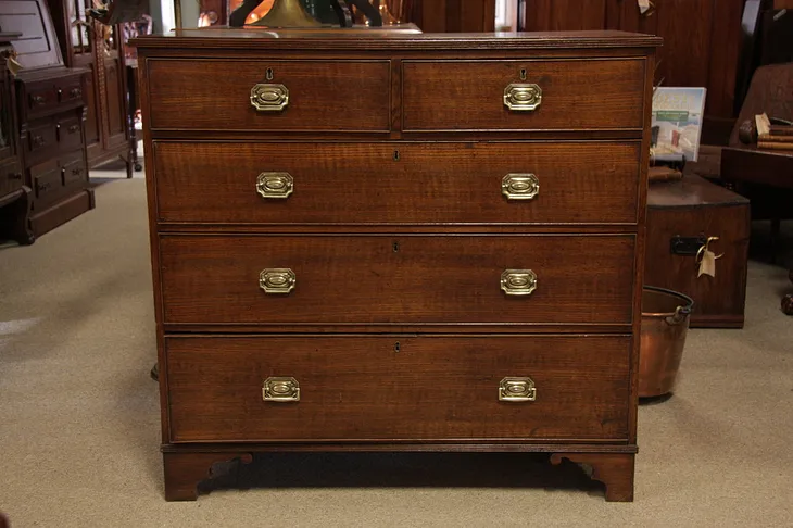 Victorian Antique 1850 Oak Linen Chest or Dresser