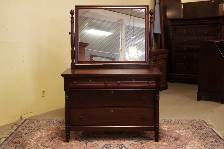 Empire Revival Mahogany Antique Chest or Dresser