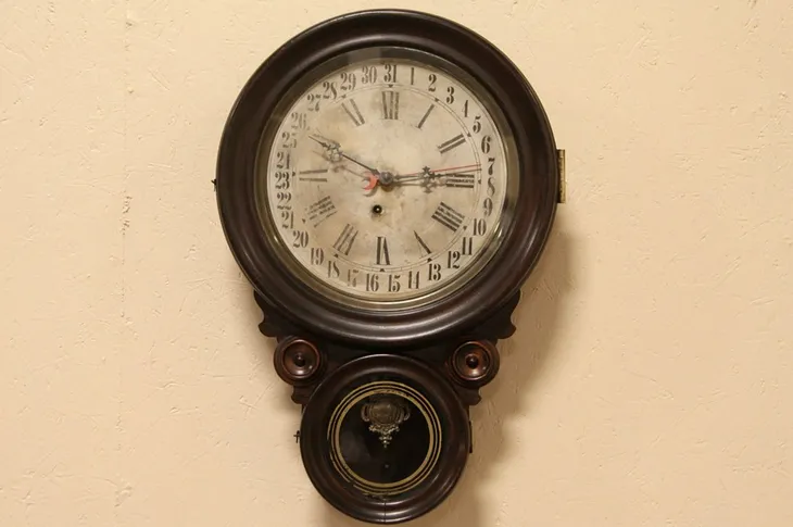 Ingraham Standard Antique 1880 Calendar Wall Clock (1)