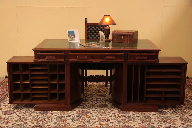 Victorian Antique Wooton Rotary Desk - Walnut (1)