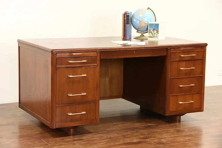 Midcentury Modern 1960's Vintage Executive Desk, Signed Leopold