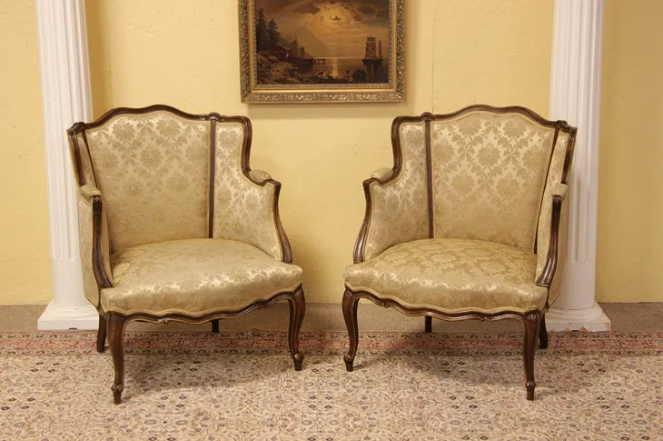 Pair of Carved French Antique Armchairs