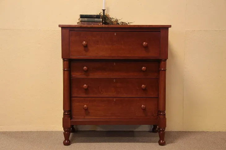 Cherry 1825 Empire Handmade Dresser Chest of Drawers