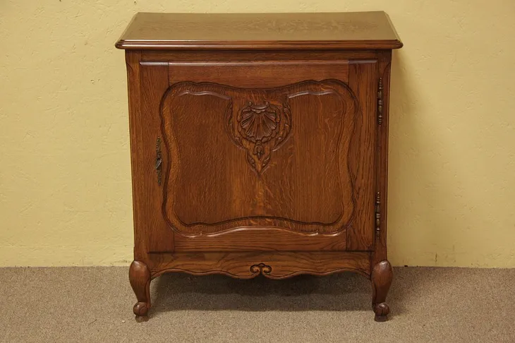 Country French Carved Oak Cabinet