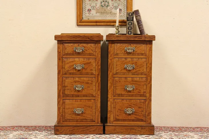 Pair of 1870 Antique Tall Chests or Nightstands