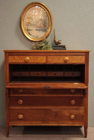 New England 1820's Cherry and Birdseye Butler's Desk