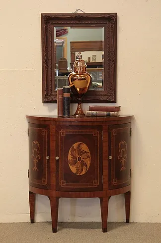 Demilune Rosewood Marquetry Console Table