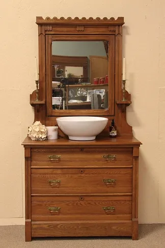 Victorian Eastlake Chest or Dresser, Swivel Mirror