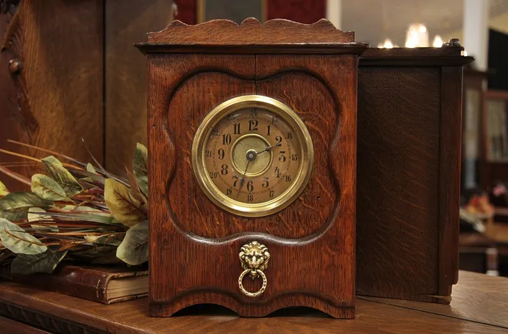 Victorian Oak Antique Musical Alarm Clock