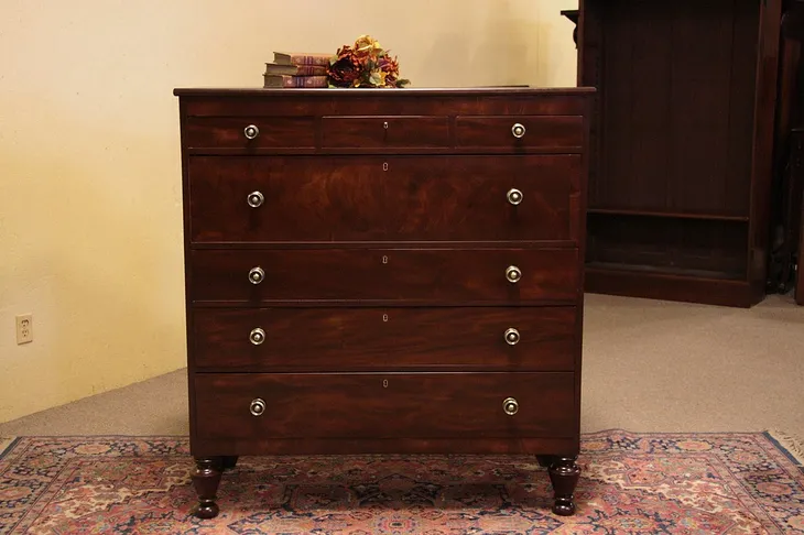 New England 1825 Cherry & Mahogany Chest or Dresser