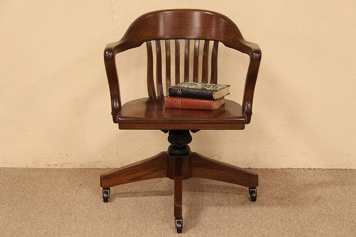 Swivel Oak Antique Desk Armchair