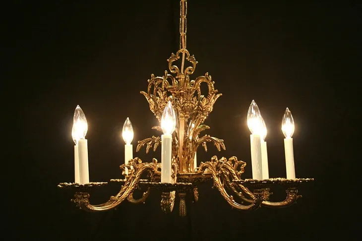 Vintage Brass 8 Candle Chandelier