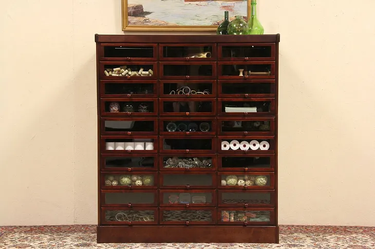 Glass Front 30 Drawer Toy Store Cabinet