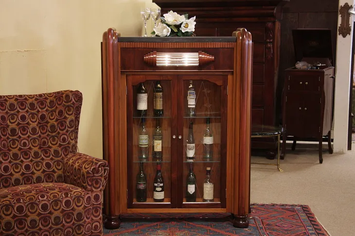 Art Deco Antique Cocktail Bar Cabinet