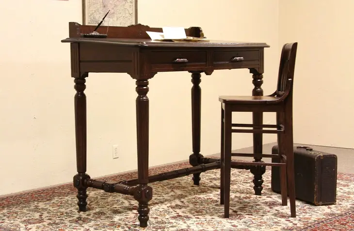 Quartersawn Oak 1870 Antique Stand Up Desk