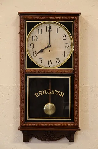 Waterbury Victorian Oak Regulator Clock