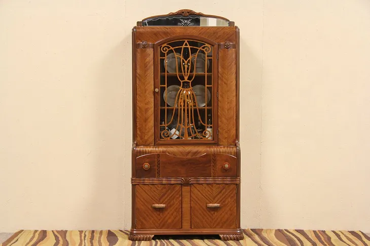 Art Deco 1935 Waterfall China, Curio, Collector Cabinet or Bookcase