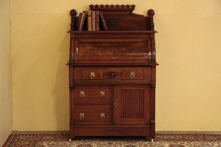 Eastlake Victorian Cylinder or Barrel Rolltop Desk