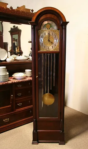 Tall Case Grandfather Clock, Tubular Chime Revere