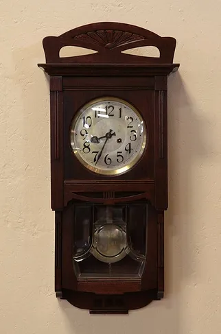 Gustav Becker Antique Wall Clock, Leaded Glass