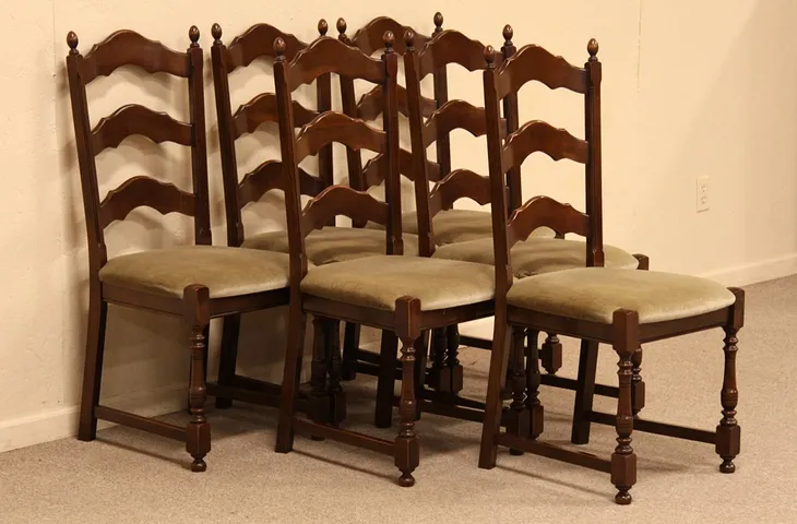 Set of 6 Country Ladderback Dining Chairs (1)