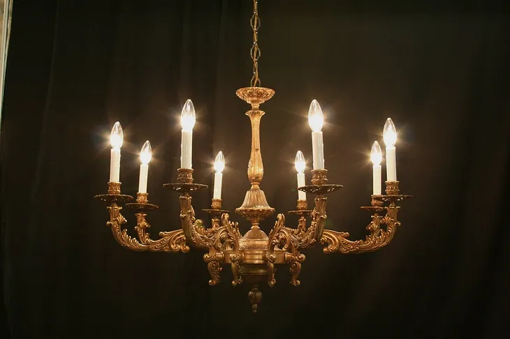 Brass 8 Candle Chandelier