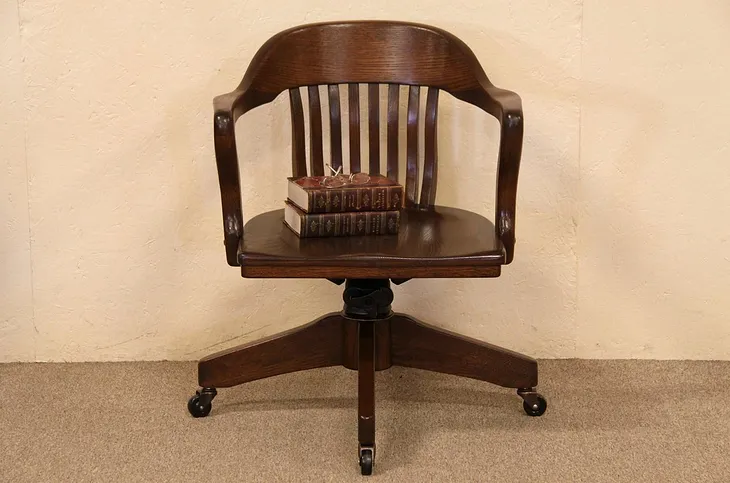 Swivel Desk Antique Oak Armchair