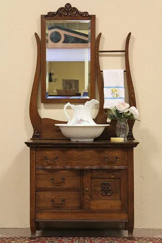 Oak Antique Hotel Dresser or Commode