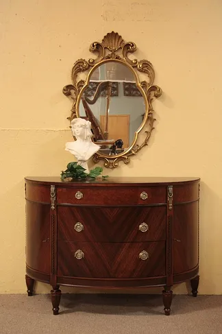 Demilune or Half-Round Mahogany Console Cabinet