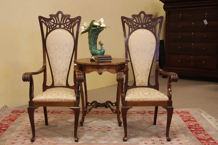 Art Nouveau Antique Pair of Armchairs