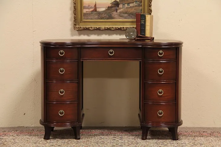 Mahogany Kidney Shape Vintage Desk