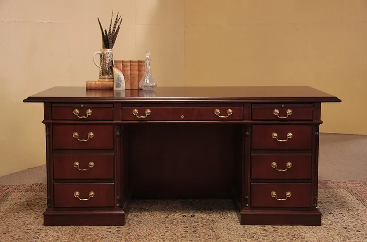 Cherry Traditional OFS Executive Desk, File Drawers