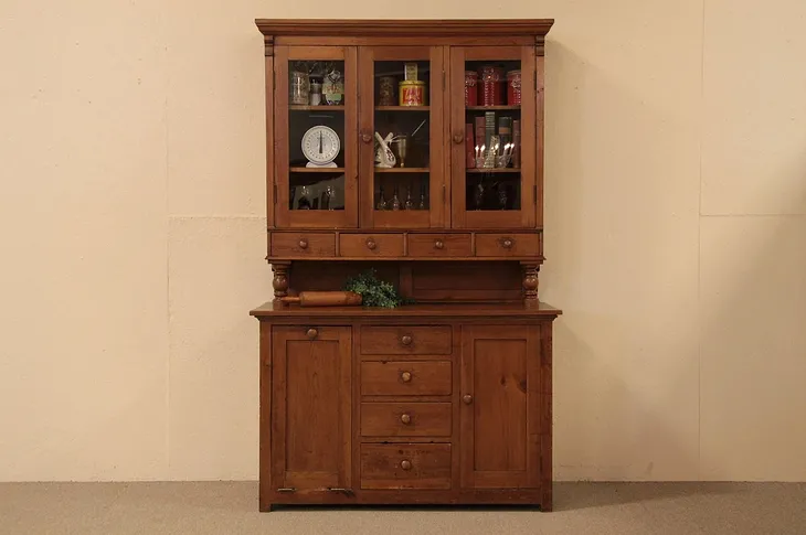 Country Pine Victorian Pantry Cupboard, Flour Bin