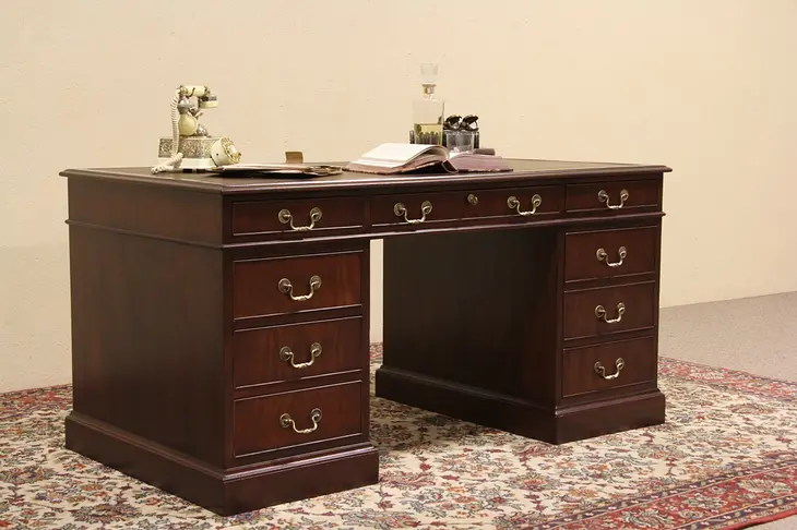 Kittinger Vintage Leather Top Executive Desk