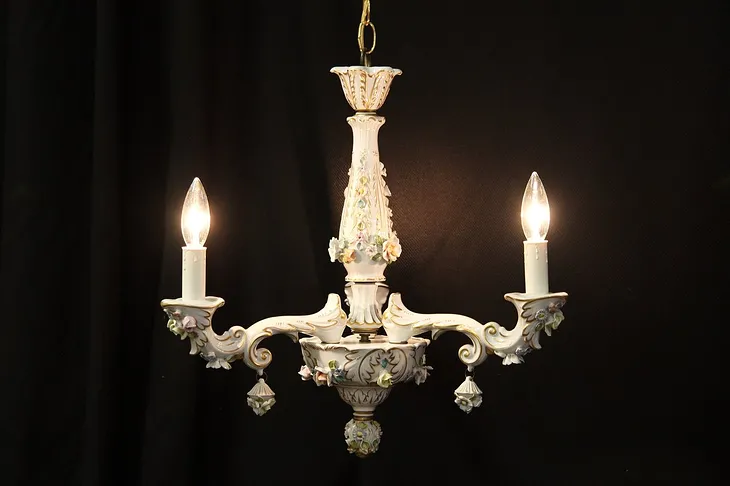 Chandelier, Hand-painted Italian Porcelain