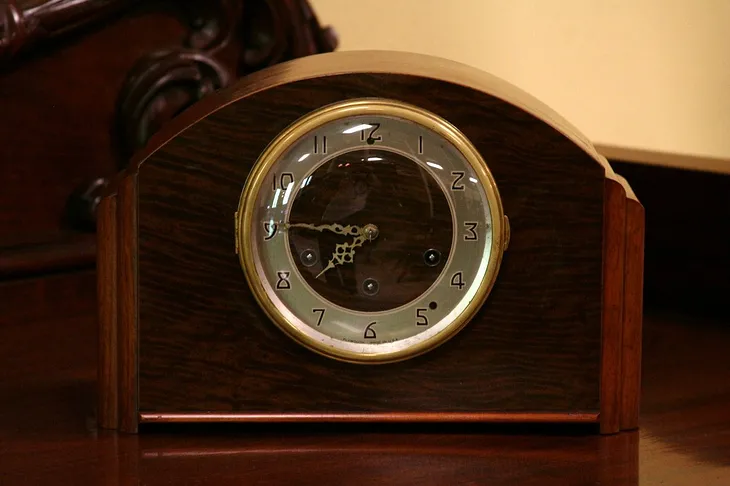 Art Deco 1935 Mahogany Mantel Clock, Westminster