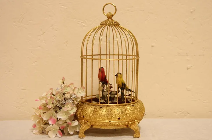 Mechanical Bird & Cage Music Box