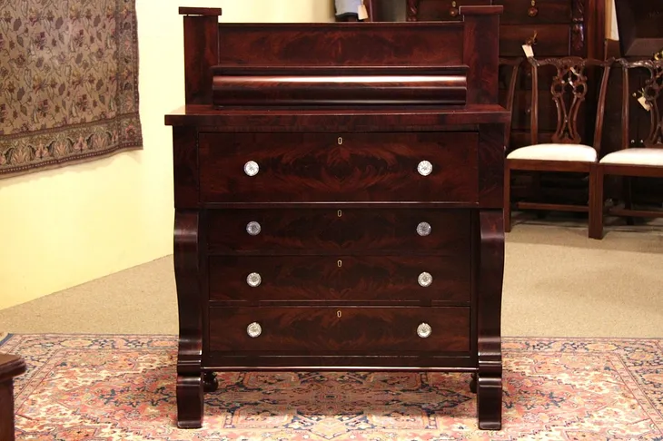 Empire 1840 Chimmney Pot Mahogany Dresser or Chest (1)