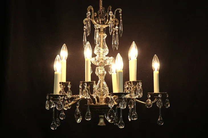 Brass & Crystal 10 Candle Chandelier