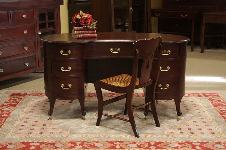 Kidney Shaped Antique Mahogany Desk