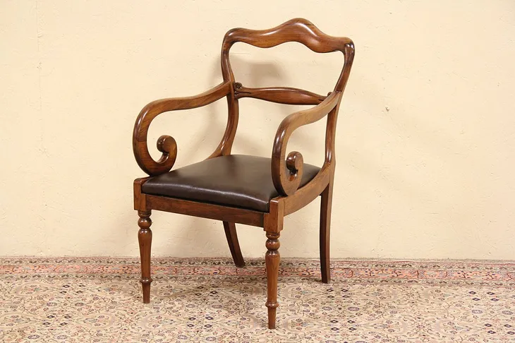 Rosewood William IV 1830's Antique Leather Armchair