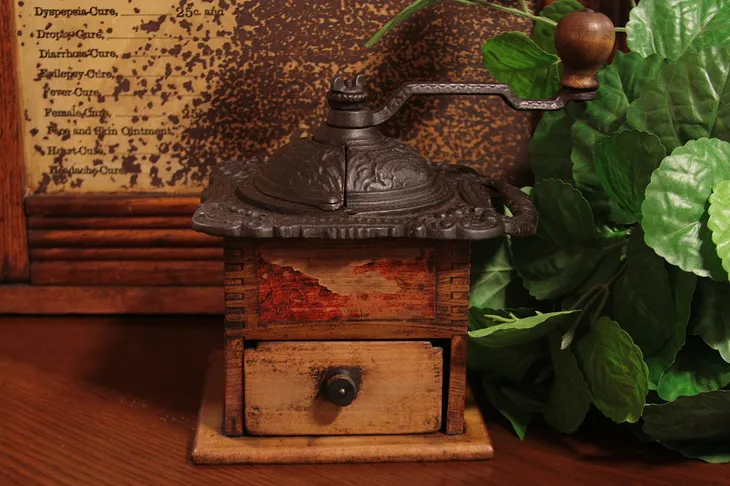 Victorian Cast Iron & Wood Coffee Grinder